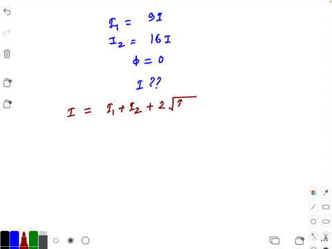 two-coherent-waves-with-intensities-9-mathrmi-and-16-mathrmi-are-reaching-a-point-with-phase-differe