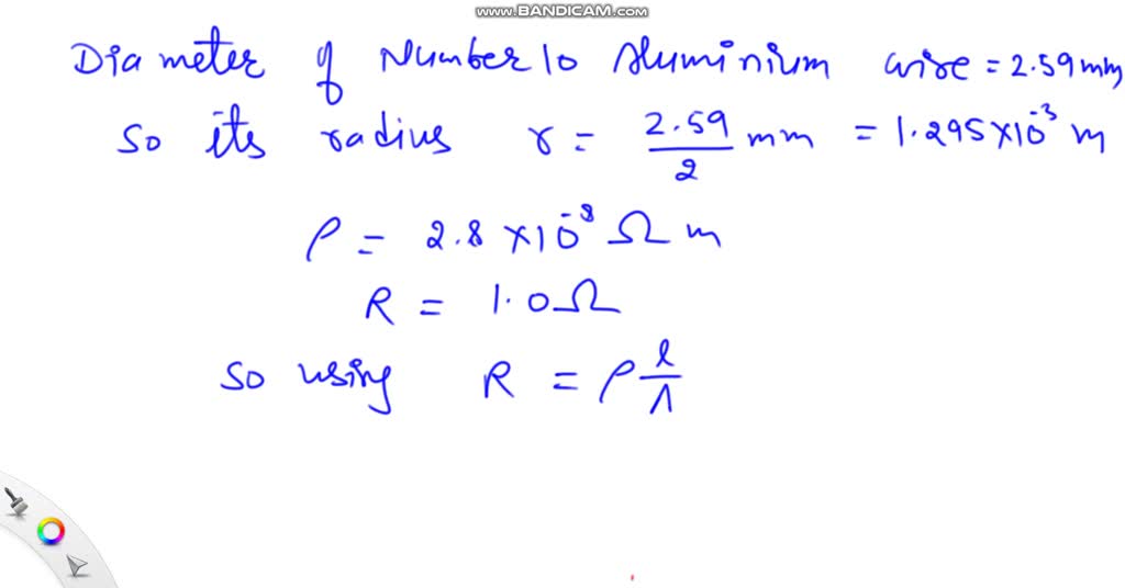SOLVED Number 10 Wire Has A Diameter Of 2 59 Mm How Many Meters Of 