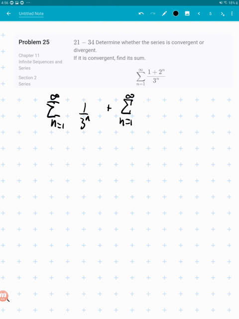21-34-determine-whether-the-series-is-convergent-or-divergent-if-it-is-convergent-find-its-sum-sum-5