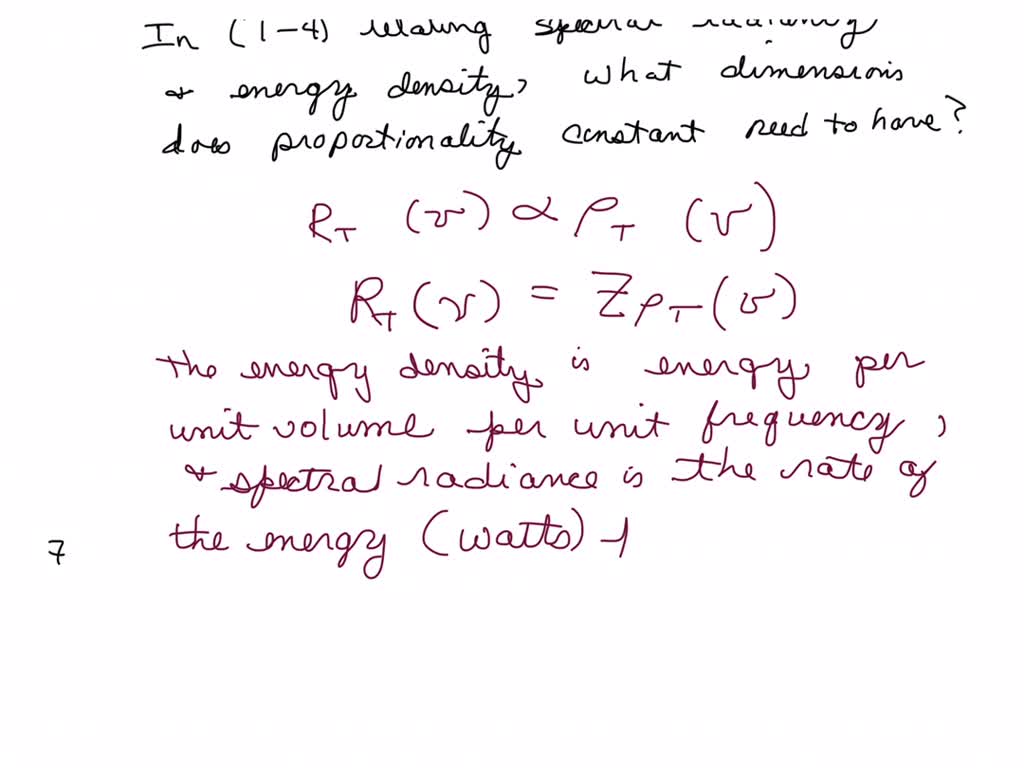 SOLVEDIn (14) relating spectral radiancy and energy density, what