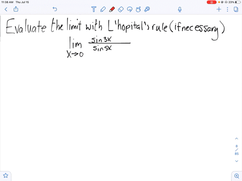 evaluate-the-limit-using-lhopitals-rule-if-necessary-lim-_x-rightarrow-0-fracsin-3-xsin-5-x