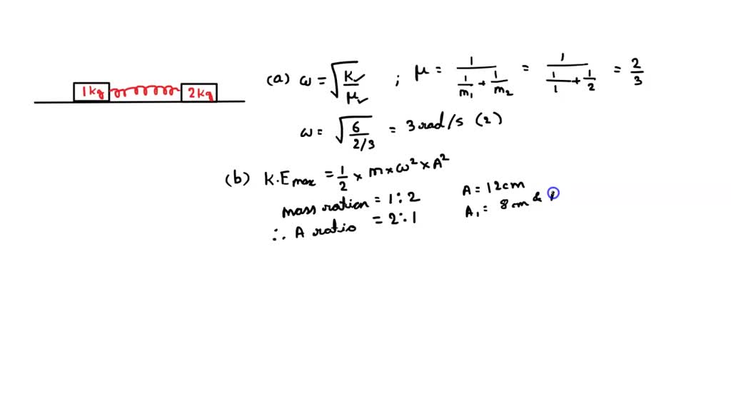 SOLVED1n the two block springs, force constant of spring is K=6 N / m