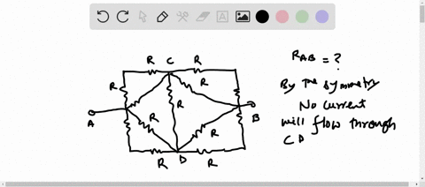 thirteen-resistances-each-of-resistance-r-mathrmohm-are-connected-in-the-cirucit-as-shown-in-the-adj