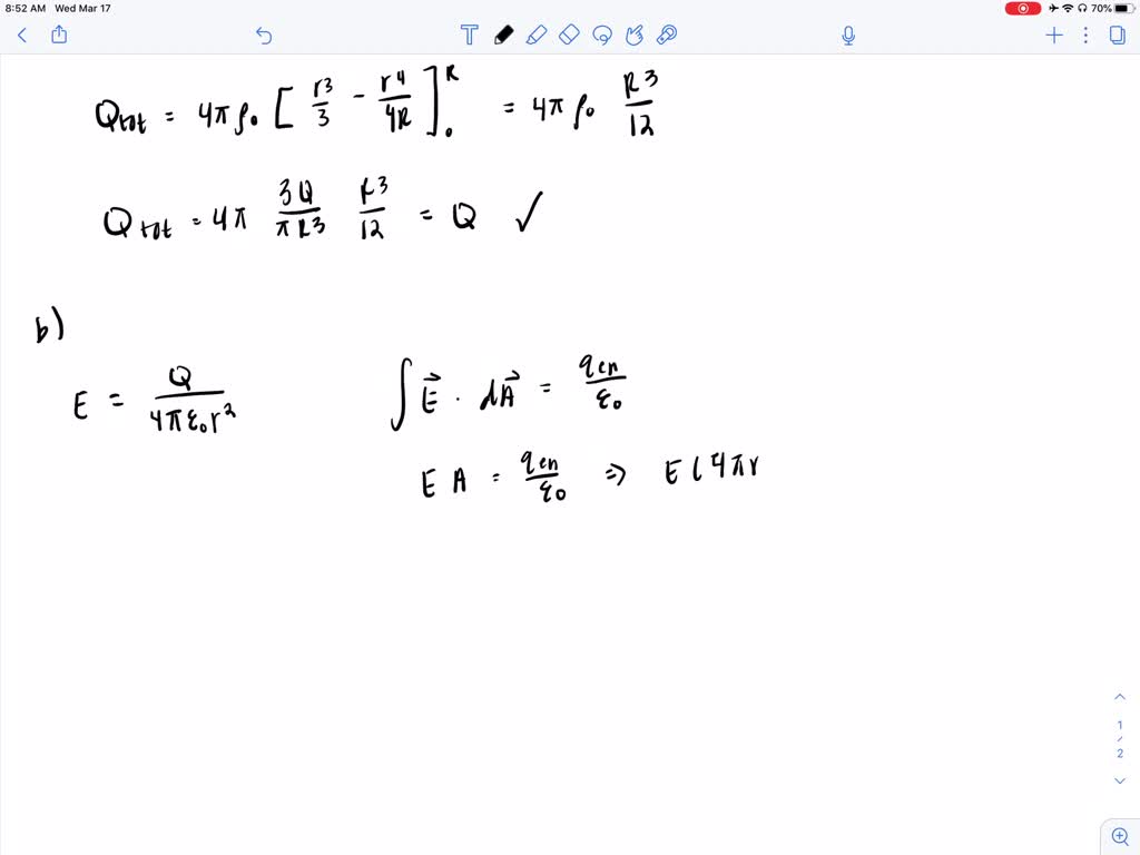 A nonuniform, but spherically symmetric, distribution of charge has a ...