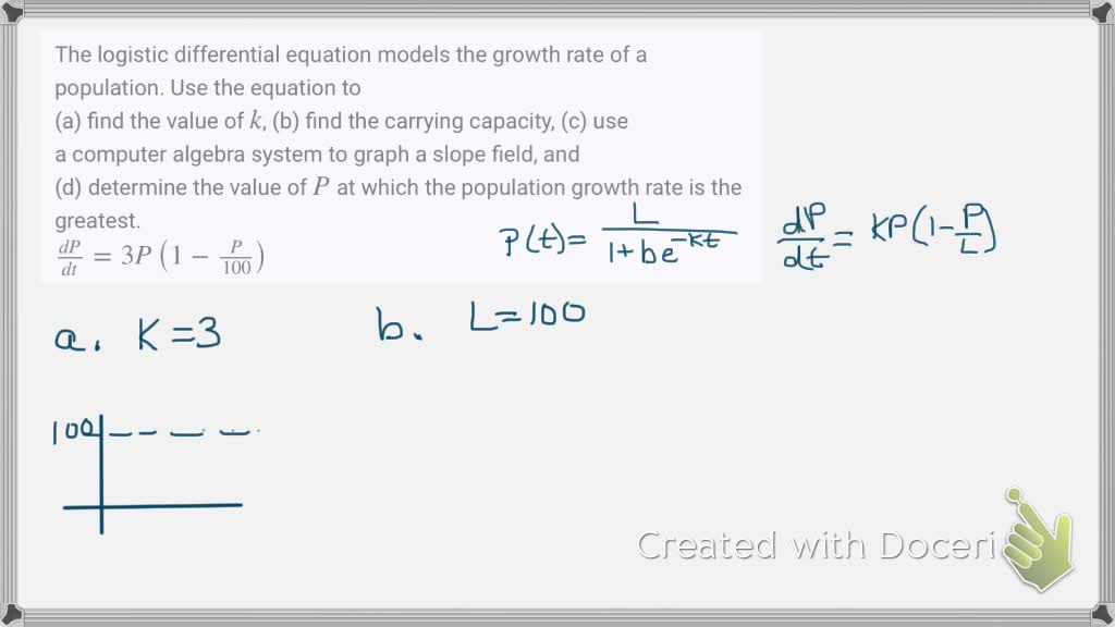 Logistic Differential Equation Greatest Rate Of Change