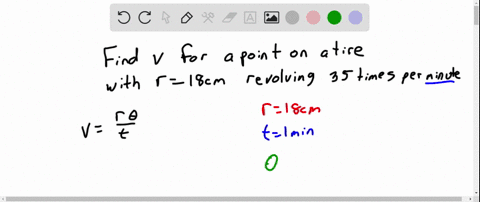 find-v-for-each-of-the-following-a-point-on-the-tread-of-a-tire-of-radius-18-mathrmcm-rotating-35-ti
