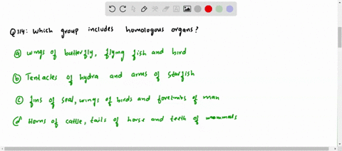 which-group-includes-homologous-organs-a-wings-of-butterfly-flying-fish-and-bird-b-tentacles-of-hydr