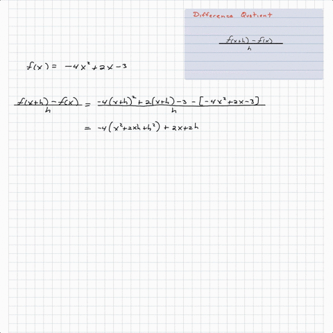 find-the-difference-quotient-fracfxh-fxh-for-each-function-fx-4-x22-x-3