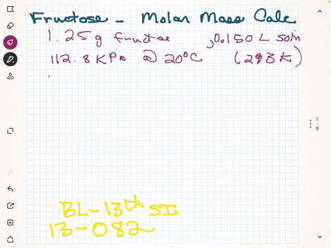 a-dilute-aqueous-solution-of-fructose-in-water-is-formed-by-dissolving-125-mathrmg-of-the-compound-2