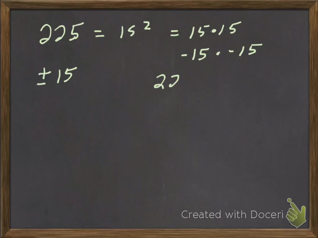 SOLVEDFind all the real square roots of each number. 225