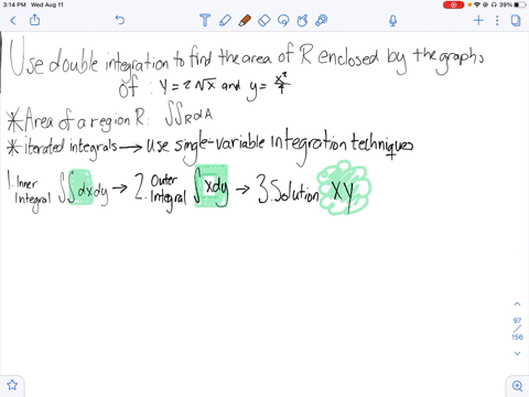 use-double-integration-to-find-the-area-of-each-region-enclosed-by-the-graphs-of-y2-sqrtx-and-yfracx