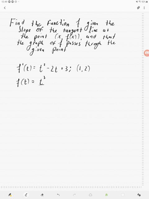 find-the-function-f-given-that-the-slope-of-the-tangent-line-to-the-graph-of-fat-any-point-x-fx-is-2