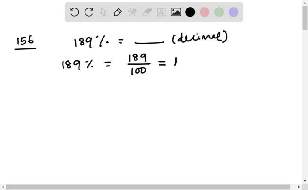 SOLVED:Write each percent as a decimal. 189 %