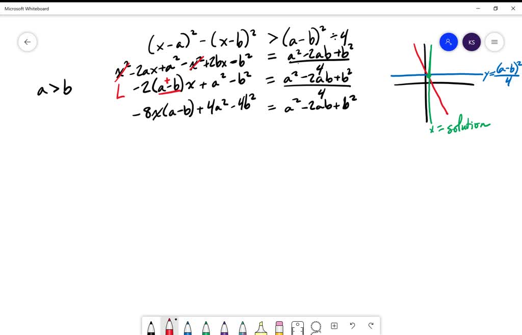 SOLVED:Solve (x-a)^2-(x-b)^2>(a-b)^2 / 4, Where A And B Are Constants ...