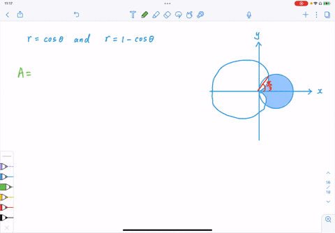 find-the-area-a-of-the-indicated-region-the-region-inside-the-circle-rcos-theta-and-outside-the-card