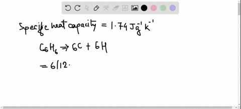 the-specific-heat-capacity-of-benzene-mathrmc_6-mathrmh_6-is-174-j-mathrmg-1-mathrmk-1-calculate-its
