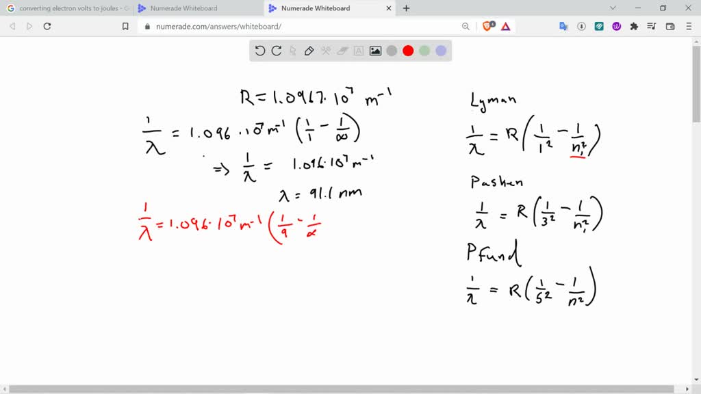 Calculate the shortest wavelength of the Lyman series lines in hydrogen. Of the Paschen series