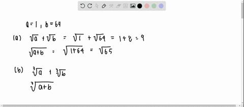 let-a1-and-let-b64-a-evaluate-sqrtasqrtb-then-find-sqrtab-are-they-equal-b-evaluate-sqrt3asqrt3b-the