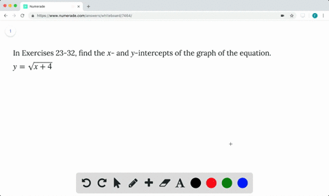 in-exercises-23-32-find-the-x-and-y-intercepts-of-the-graph-of-the-equation-y-sqrtx4
