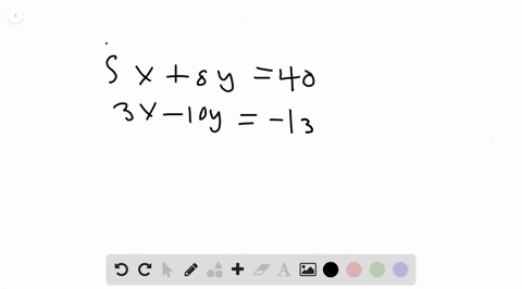 solve-each-system-using-elimination-beginarrayl5-x8-y40-3-x-10-y-13endarray