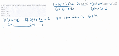 if-1i-x-2-i-3i2-3-i-yi-3-ii-then-mathrmx-mathrmy-a-31-b-3-1-c-31-d-3-1