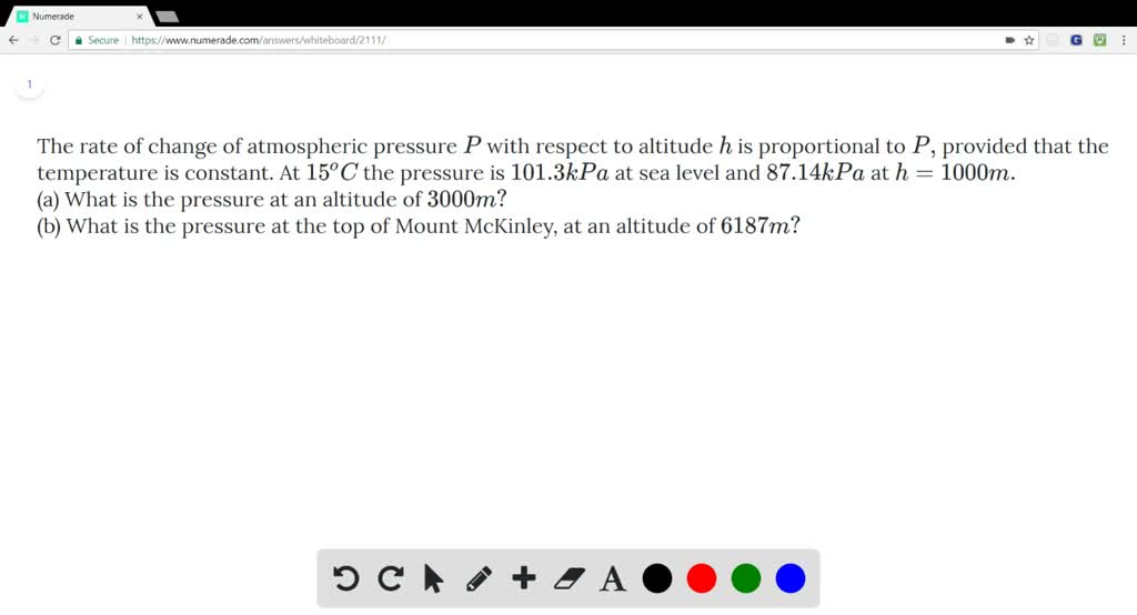 SOLVEDThe rate of change of atmospheric pressure P with respect to