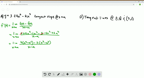 a-find-the-slope-of-the-tangent-to-the-curve-y34-x2-2-x3-at-the-point-where-xa-b-find-equations-of-t