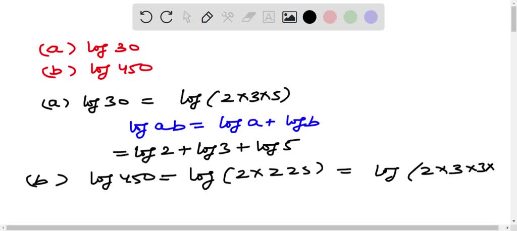  SOLVED Write a Log30 b Log450 In Terms Of Log2 Log3 And Log5 