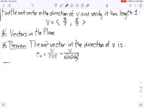 find-the-unit-vector-in-the-direction-of-v-and-verify-that-it-has-length-1-mathbfvleftfrac32-frac52r