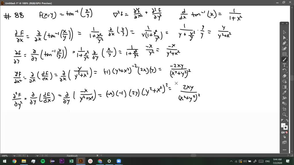Solved Show That The Function Z Tan 1 Frac 2 X Y X 2 Y 2 Satisfies Laplace S Equation Then Make The Substitution X R Cos Theta Y R Sin Theta And Show That The Resulting Func Tion Of R And