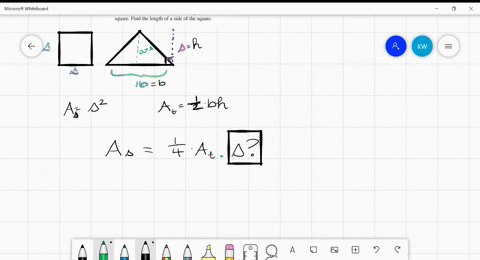 set-up-an-equation-and-solve-each-of-the-following-problems-the-area-of-a-square-is-one-fourth-as-la