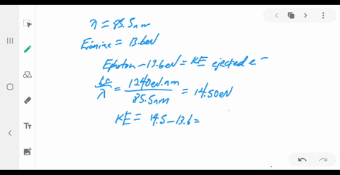 a-sample-of-hydrogen-atoms-is-irradiated-with-light-with-wavelength-855-mathrmnm-and-electrons-are-o