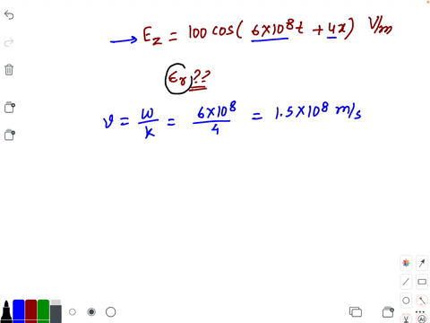 a-plane-electromagnetic-wave-e_z100-cos-left6-times-108-tright-4-x-mathrmv-mathrmm-propagates-in-a-m