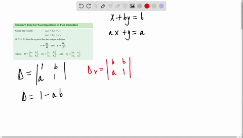 solve-each-system-for-x-and-y-using-cramers-rule-assume-a-and-b-are-nonzero-constants-beginarrayr-xb