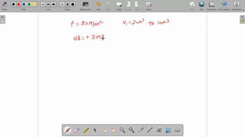 a-gas-is-compressed-at-a-constant-pressure-of-30-mathrmnm-2-from-a-volume-of-20-mathrmm3-to-a-volume