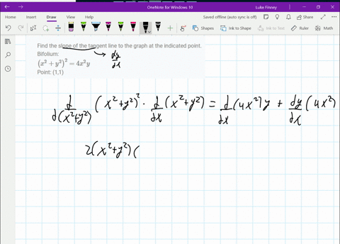 find-the-slope-of-the-tangent-line-to-the-graph-at-the-indicated-point-bifolium-leftx2y2right24-x2-y