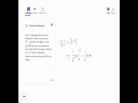 a-45-mathrmkg-object-moving-in-two-dimensions-initially-has-a-velocity-overrightarrowmathbfv_1100-ha
