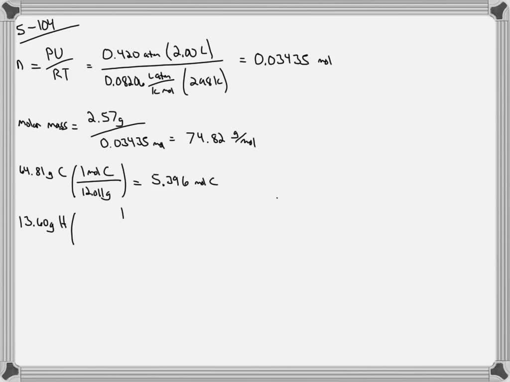 SOLVED:An anesthetic gas contains 64.81 % carbon, 13.60 % hydrogen, and ...