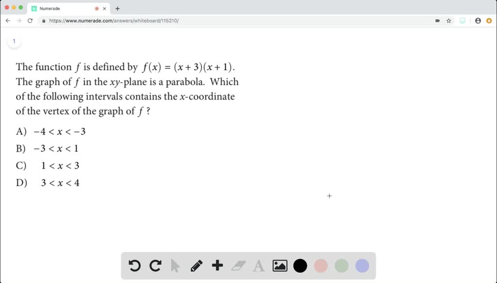 Solved The Function F Is Defined By F X X 3 X 1 The Graph Of F In The X Y Plane Is A Parabola Which Of The Follo