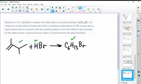 reaction-of-23-dimethyl-1-butene-with-hbr-leads-to-an-alkyl-bromide-mathrmc_6-mathrmh_13-mathrmbr-on