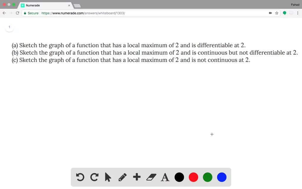 A Sketch The Graph Of A Function That Has A Local Maximum At 2 And Is Differentiable At 2 B Sketch T