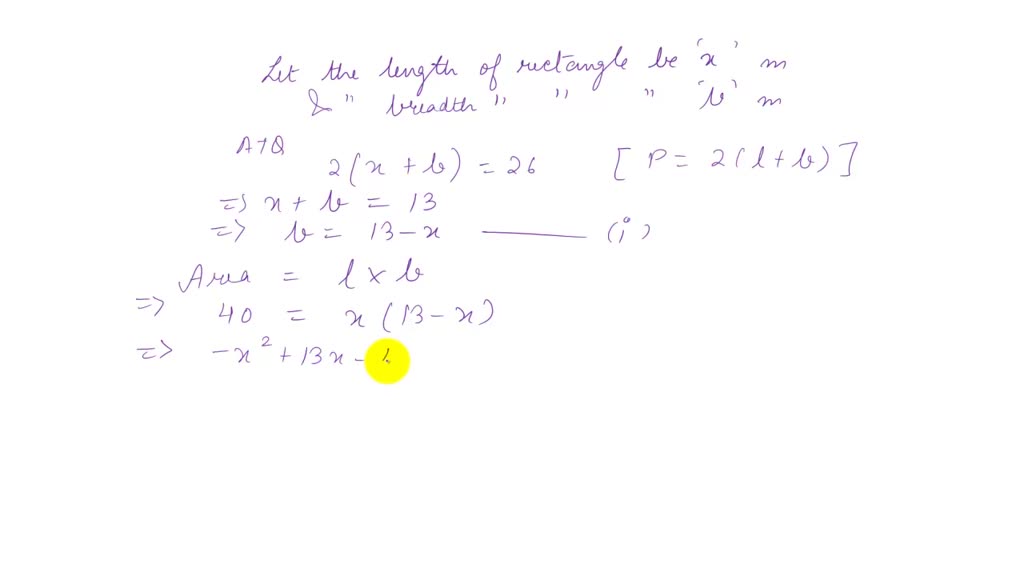 Geometry Find The Dimensions Of A Rectangle Whose Per SolvedLib
