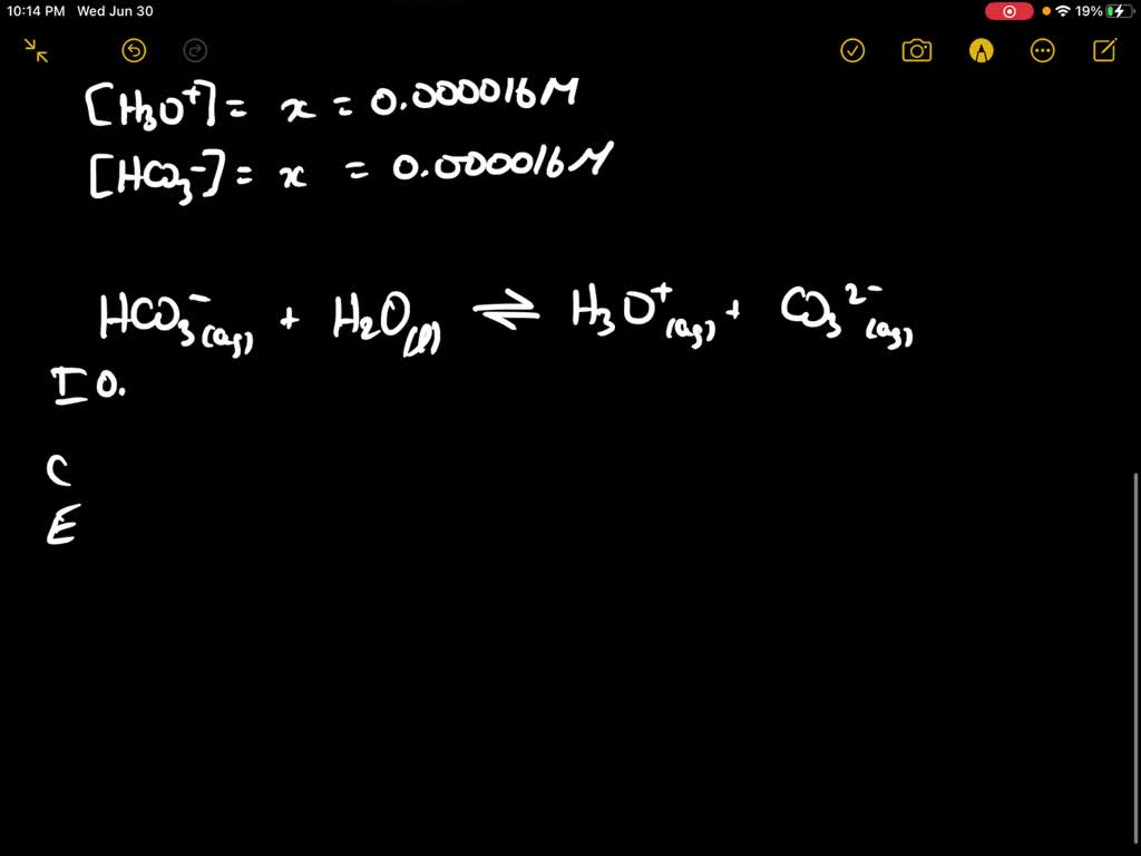 Solvedcalculate The Concentration Of Dissolved Carbon Dioxide H2 Co3 In Water That Is At 7019