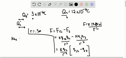 two-charges-3-mu-mathrmc-and-12-mu-mathrmc-are-fixed-1-mathrmm-apart-with-the-second-one-to-the-righ