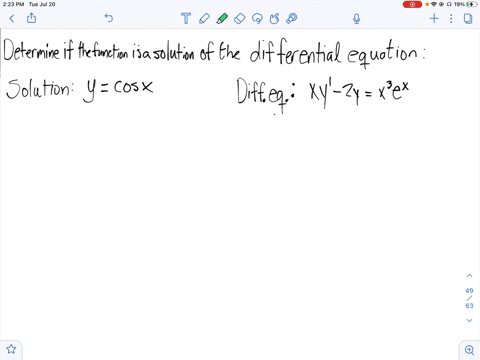 determine-whether-the-function-is-a-solution-of-the-differential-equation-x-yprime-2-yx3-ex-ycos-x
