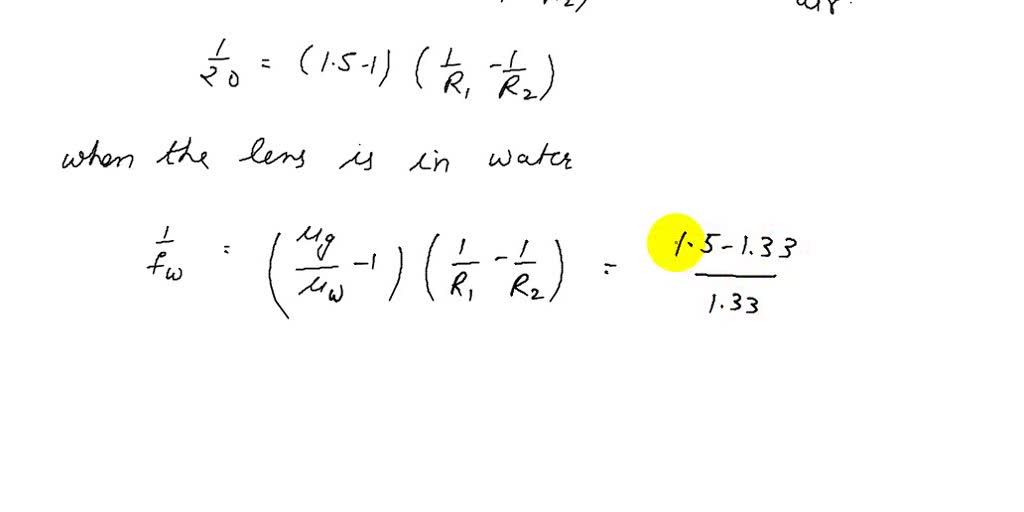 The change in the focal length of the lens, if a convex lens of focal
