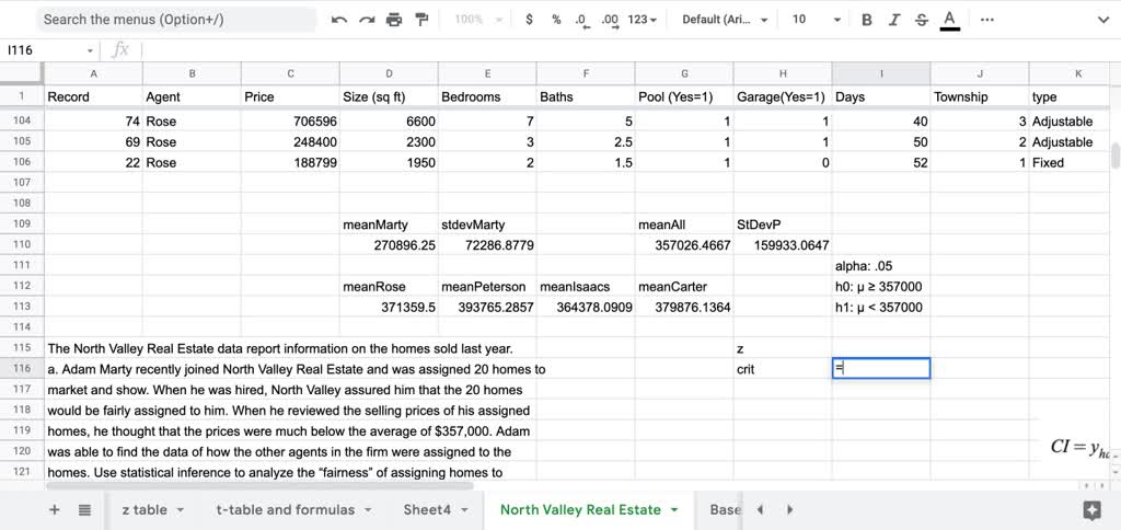 SOLVED:The North Valley Real Estate Data Reports Information On The ...