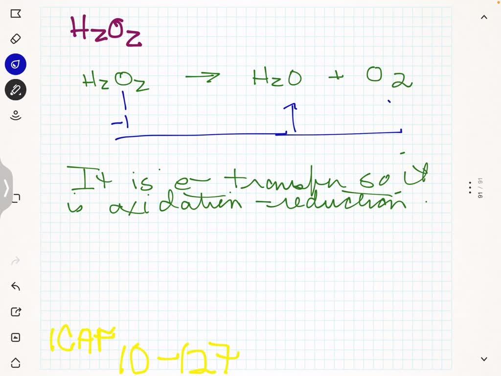 SOLVEDHydrogen peroxide (H2 O2) can be made to into water