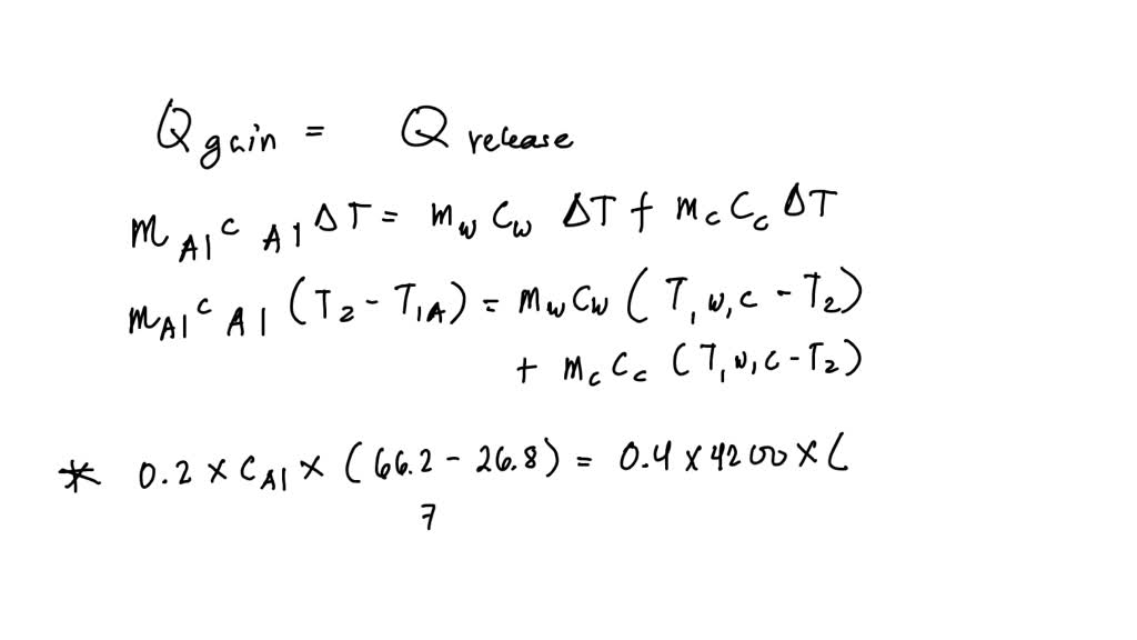 SOLVEDA student measures the following data in a calorimetry