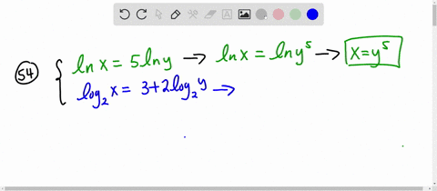 in-problems-25-54-solve-each-system-use-any-method-you-wish-54-leftbeginaligned-ln-x-5-ln-y-log-_2-x